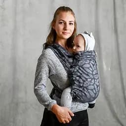Май-слінг жаккардовий з народження до 36 місяців Coolbabka Сірий Feathers - мініатюра 2