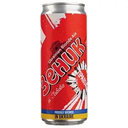 Пиво Правда Зеник из Львова, светлое, нефильтрованное, 5,2%, ж/б, 0,33 л