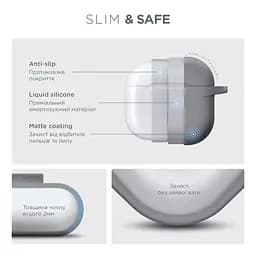 Силіконовий чохол для навушників Apple AirPods 4, Hang Case, сірий, ультратонкий захисний кейс товщиною 2 мм, захист від подряпин, пилу та ударів, компактний, з карабіном для кріплення, ArmorStandart (ARM81284) - мініатюра 3