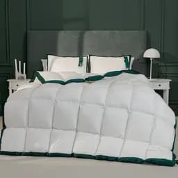 Ковдра MirSon Imperial Satin Luxe, літня, 215х155 см, біла із зеленим кантом