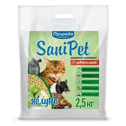 Наполнитель Природа Sani Pet деревянный универсальный с ароматом яблока 2.5 кг