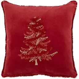 Подушка J-line різдвяна новорічна з ялинкою 45 х 45 см червона (38725)