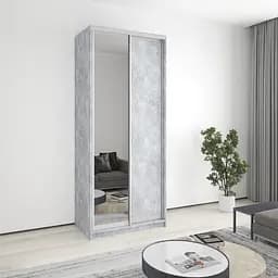 Шкаф-купе двухдверный MebelStar Стандарт AL ДСП/Зеркало 100x45x240 см Бетон (MBS-3699)