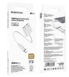 Перехідник аудіоадаптер Borofone BV11 Dual Lightning digital audio converter білий - мініатюра 5