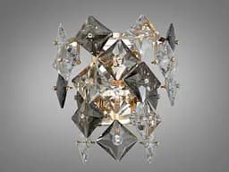 Класичне бра з кришталю на дві лампи, золотого кольору