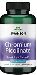 Хром Swanson Chromium Picolinate 200 mcg, 200 капсул для підтримки рівня цукру в крові