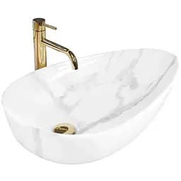 Умивальник Rea Greta 65 Bianco Shiny накладний мармур REA-U6501, Мармур