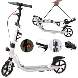 Самокат двухколесный взрослый SR 2-015-4 с ручным тормозом Белый