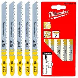 Полотна для лобзиків T144D MILWAUKEE, 75х4,0мм, (5шт), (деревина, швидкий різ)