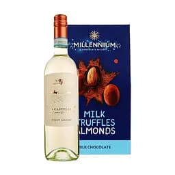 Набір: Вино I Castelli Pinot Grigio біле сухе 12% 0.75 л + Цукерки Millennium мигдаль у молочному трюфелі 100 г