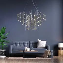 Невесомая золотая трехъярусная люстра Ø 80 см Ст. MJ205-800 Titanium | Line F