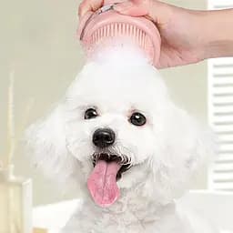 Щітка для миття тварин з дозатором Semi Cleaning Device Pink силіконова масажна - мініатюра 9