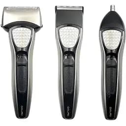 Акумуляторна машинка Daling DL-9253 3 в 1 чоловічий триммер для бороди носа та волосся 5Вт Сірий/Чорний