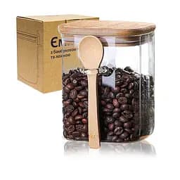 Ємність для сипучих продуктів SnT, з бамбуковою кришкою та ложкою, 800 мл (32244)