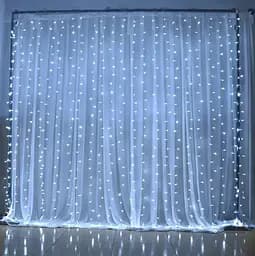 Гірлянда штора Водоспад 3х2.6 м 280 LED (прозорий шнур, з перехідником) Білий світ - мініатюра 4