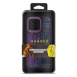 Кожаный чехол для Apple iPhone 14 Pro Max, Harder Glamorous Croco, фиолетовый, термополиуретан ТПУ + экокожа с имитацией кожи крокодила, панель, защита корпуса, противоударный, микрофибра, рамка вокруг камеры, защита всего корпуса, (ARM76775) - мініатюра 3