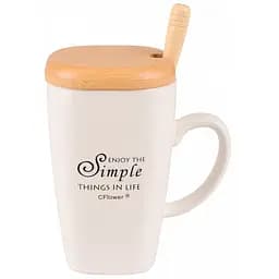 Чашка Led Simple Things А з бамбуковою кришкою та ложкою 360 мл (B060382)