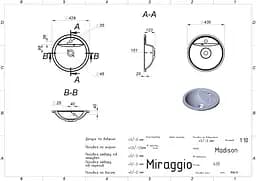 Умивальник Miraggio MADISON (0001053) Miramarble, Глянцевий, Врізний, Білий - мініатюра 2