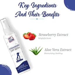 Сухий шампунь Pet Clean Dry Bath Strawberry для домашніх тварин з ароматом полуниці 250 мл - мініатюра 3