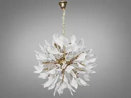 Большая подвесная люстра с фарфоровыми элементами, 40 ламп, золото.