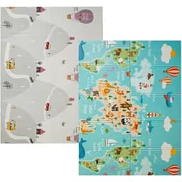 Детский коврик Poppet Карта мира и Горная дорога двусторонний складной 200х150x1 см (PP028-150H)