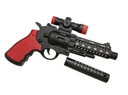 Пистолет BL 118, звук, подсветка, глушитель, оптический прицел, в пакете (6978188410154) Чёрный