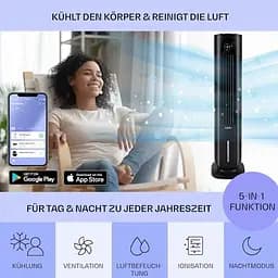 Охолоджувач повітря Klarstein Polar Tower Smart 4 - in-1 Чорний (10035831) - мініатюра 7