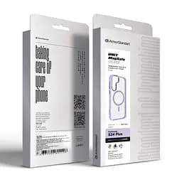 Чехол Samsung Galaxy S24 Plus 5G (SM-S926), Unit MagSafe, фиолетовый, прозрачный, магсейф, противоударный, магнитный, панель-накладка с поддержкой MagSafe, с поддержкой беспроводной зарядки, TPU+PC, защита всего корпуса, ударопрочный - мініатюра 6