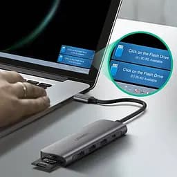 Порт-реплікатор (хаб) Ugreen 70411 6-in-1 док-станція HDMI 2xUsb3.0 TF PD 100W - мініатюра 5