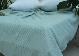 Простирадло-покривало Tag Tekstil піке 160х235 см. Косичка блакитна - мініатюра 4