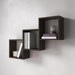 Полиця настінна Vays M-13 Венге Темний на 3 комірки ЛДСП 98x18x66 см для книг декору дому вітальні офісу