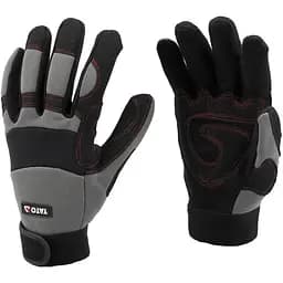 Рукавички робочі Yato з липучкою штучна шкіра + синтетична тканина розмір 9 чорні (YT-74663)