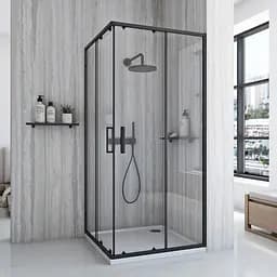 Душова кабіна Rea City 90x90 black REA-K6446, Чорний матовий, Універсальна, прозрачний, Чорний матовий - мініатюра 2