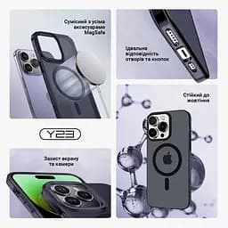 Противоударный чехол с MagSafe для Apple iPhone 15, Y23 MagSafe, черный, прозрачный, поддержка беспроводной зарядки, магнитная защитная панель из TPU и пластика, защита всего корпуса, защита камеры выступающей рамкой, ArmorStandart (ARM68566) - мініатюра 3