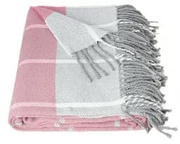 Плед бавовняний Vladi Валенсія Гаррі 140х200 біло-рожевий (10291)