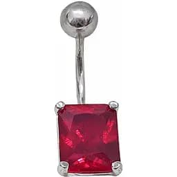 Серебряная серьга для пирсинга пупка с фианитами. 7028.5С