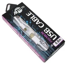 Кабель USB 2.0 AM - microUSB (5P), 0.8 м, белый, Atcom Premium (16123)