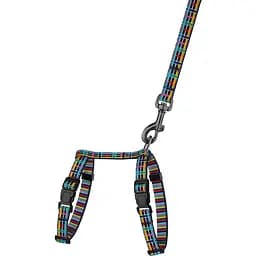 Шлея для котів та собак дрібних порід BronzeDog Urban Art Клітинка з повідцем XS 18-27 см