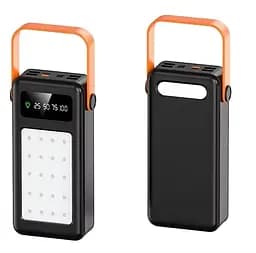 Портативний зовнішній акумулятор Bilintong 40000mAh Power Bank + Led лампа Чорний - мініатюра 2