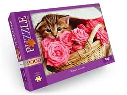Пазли Danko Toys Кошеня в трояндах 2000 елементів C2000-01-05