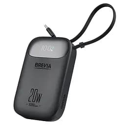 Повербанк (Power Bank) Brevia ePower 10000mAh PD20W CompactMini LCD черный + кабель(45420CMB)