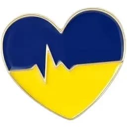 Брошь Сердце брошь-булавка символ Украины желто-голубая