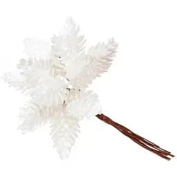 Искусственный пучок из шишек 12 см Флористический пучок для декора с глиттером Белый