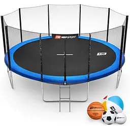 Батут Hop-Sport 16ft с наружной сеткой 488 см синий