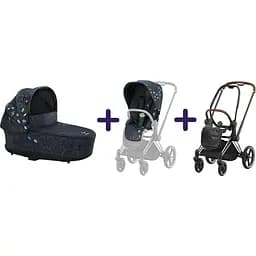 Люлька Cybex Priam Lux Jewels of Nature + Комплект текстиля Cybex Priam Jewels of nature + Шаси Cybex Priam з каркасом LS RBA Chrome Brown