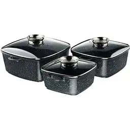 Набор кастрюль Styleberg ST-3025 6 предметов с крышками с мраморным покрытием Черный
