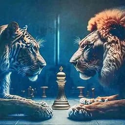 Алмазна мозаїка Тигр з левом Strateg HEE13830 30х30 см