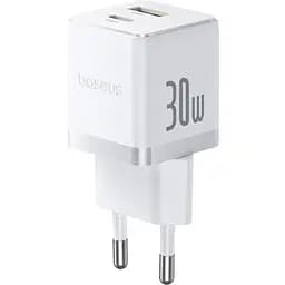 Зарядний пристрій Baseus Palm Fast Charger C+U 30W EU moon white (P1011160A213-00)