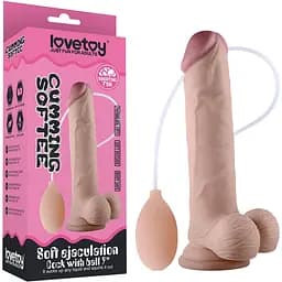 Реалистичный фаллоимитатор с эякуляцией LoveToy Soft Ejaculation 22.9 см телесный