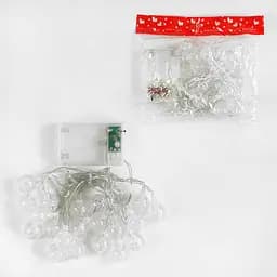 Гірлянда Снігові кульки, C61487, зі світловими ефектами, на батарейках, жовте світло